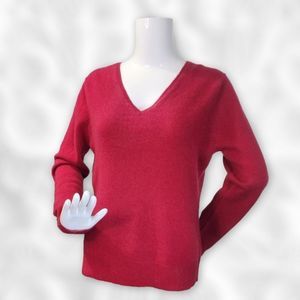 Cashmere Red V-neck Sweater